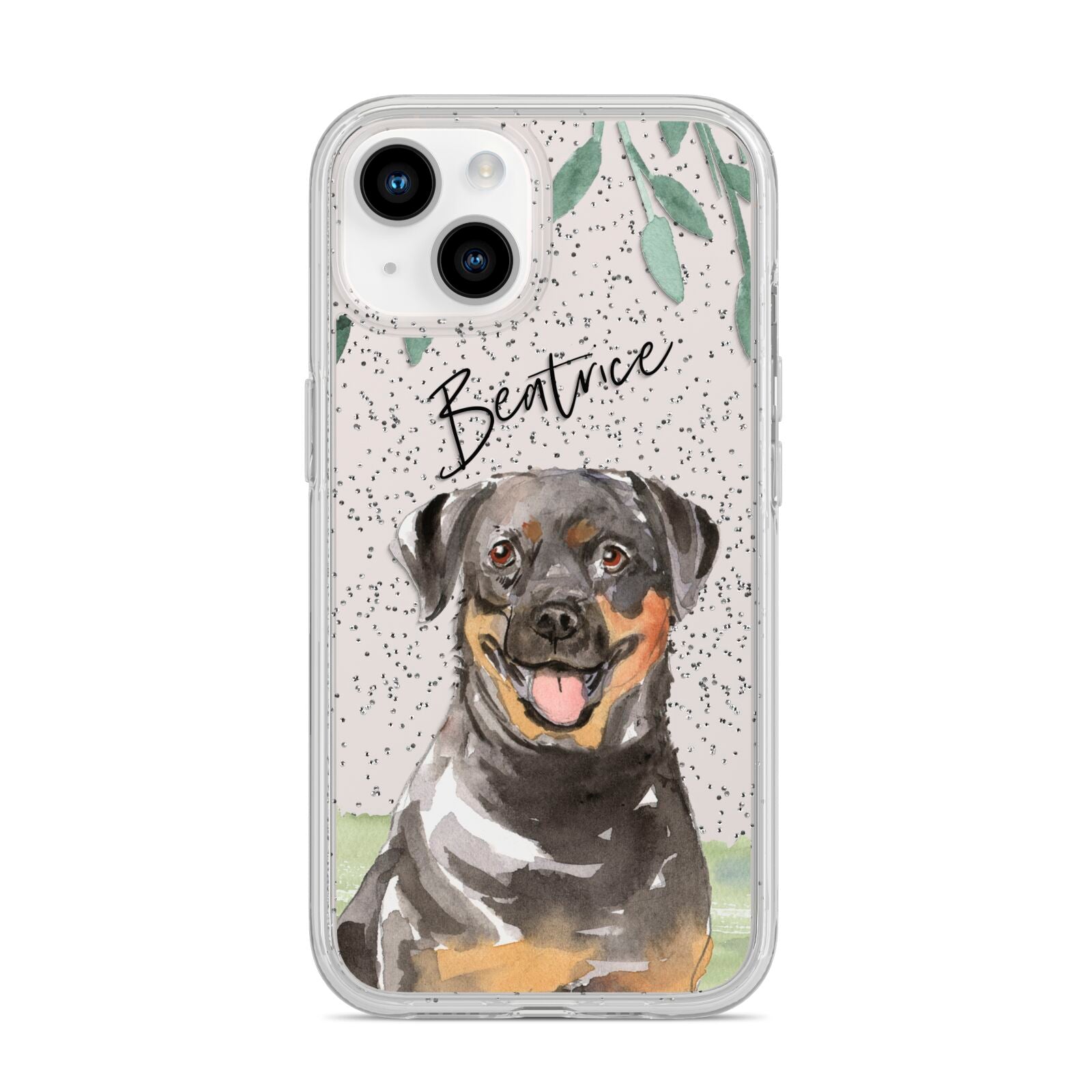 Personalised Rottweiler iPhone 14 Glitter Tough Case Starlight