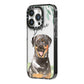 Personalised Rottweiler iPhone 14 Pro Black Impact Case Side Angle on Silver phone