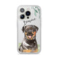 Personalised Rottweiler iPhone 14 Pro Clear Tough Case Silver