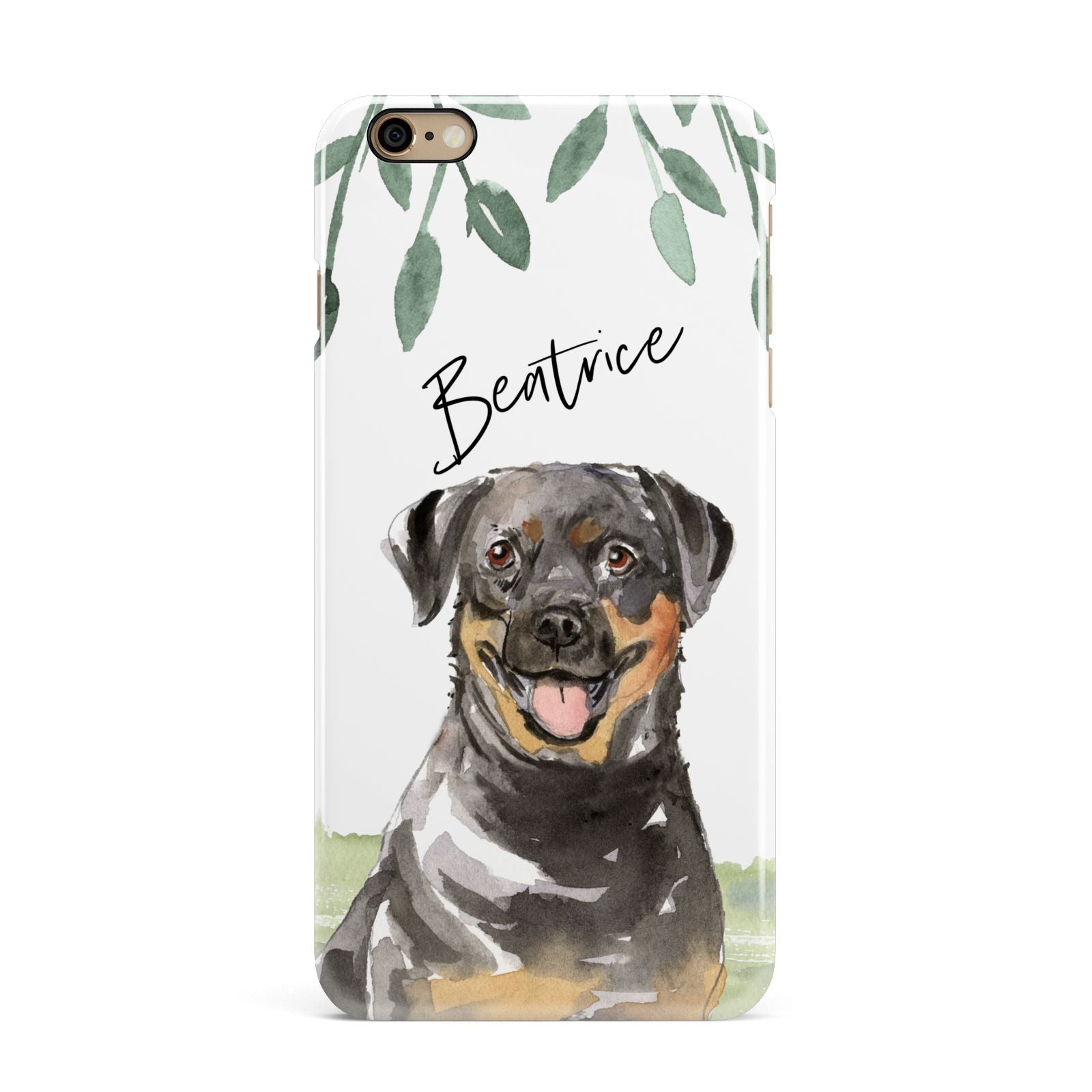 Personalised Rottweiler iPhone 6 Plus 3D Snap Case on Gold Phone