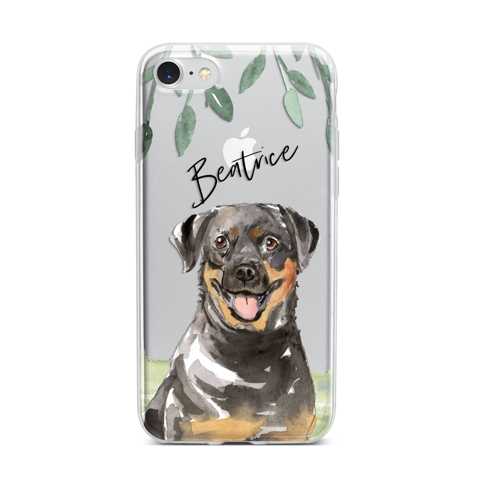 Personalised Rottweiler iPhone 7 Bumper Case on Silver iPhone