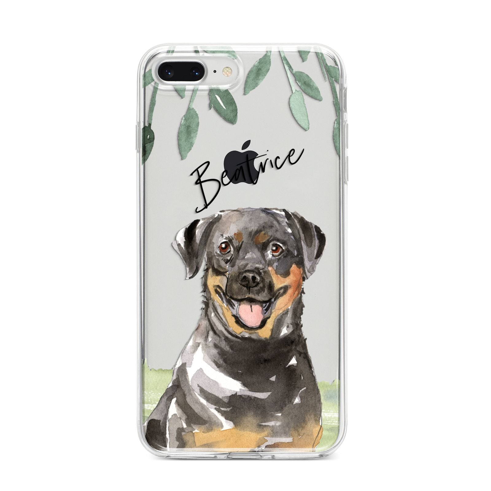 Personalised Rottweiler iPhone 8 Plus Bumper Case on Silver iPhone
