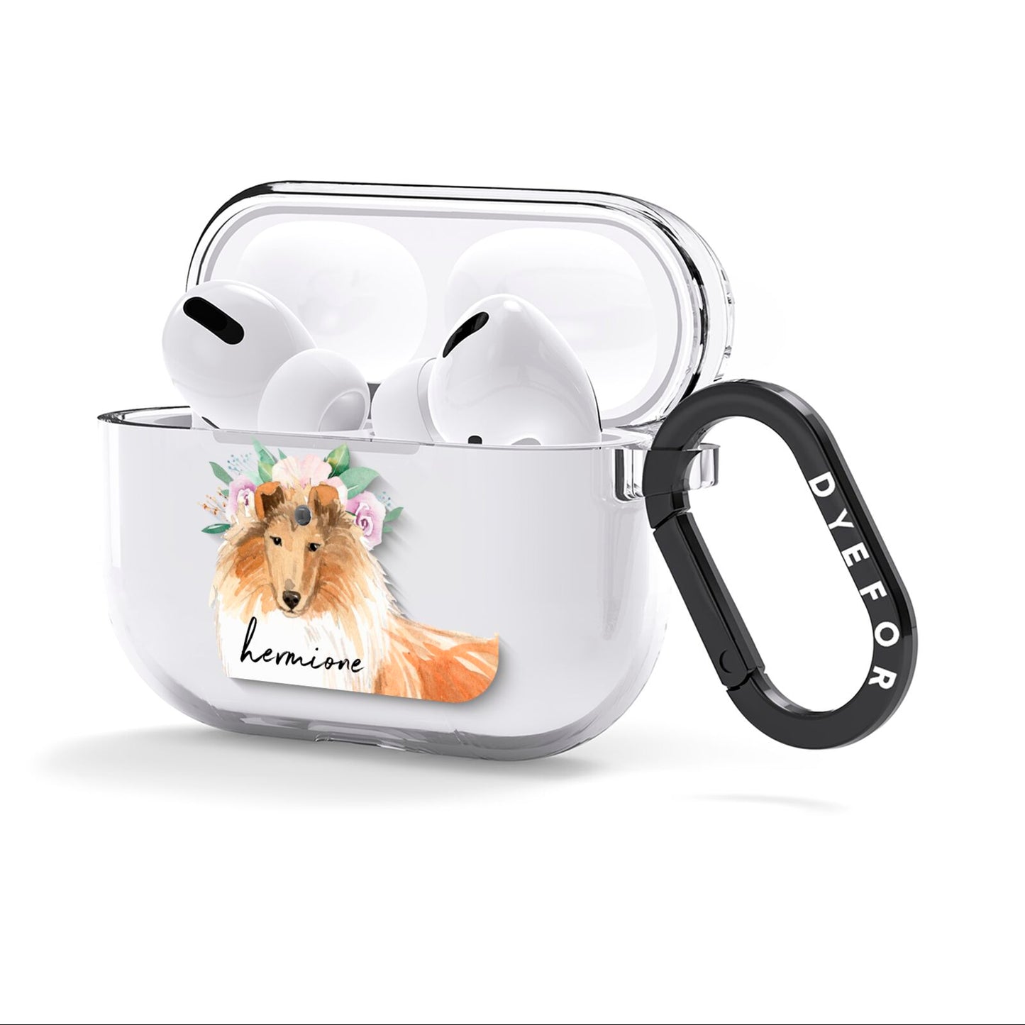 Personalised Rough Collie AirPods Clear Case 3rd Gen Side Image