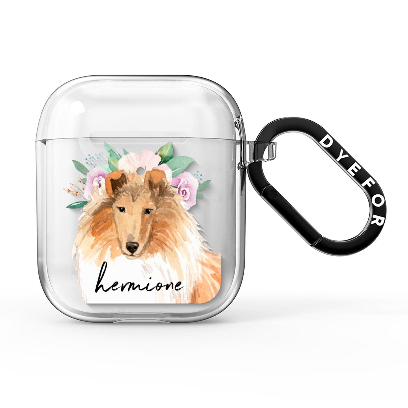 Personalised Rough Collie AirPods Clear Case