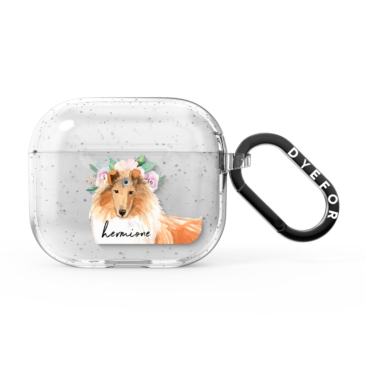 Personalised Rough Collie AirPods Glitter Case 3rd Gen