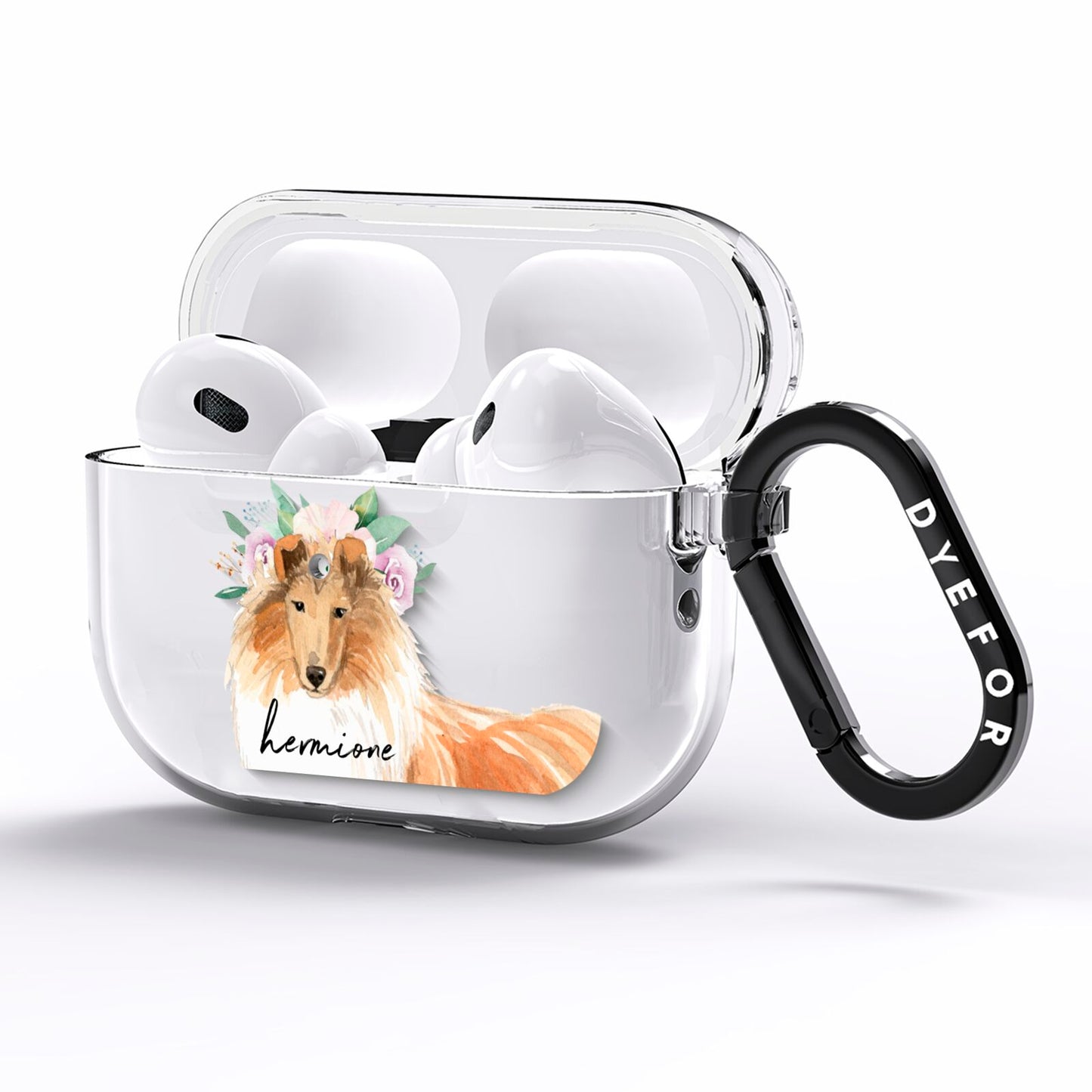 Personalised Rough Collie AirPods Pro Clear Case Side Image