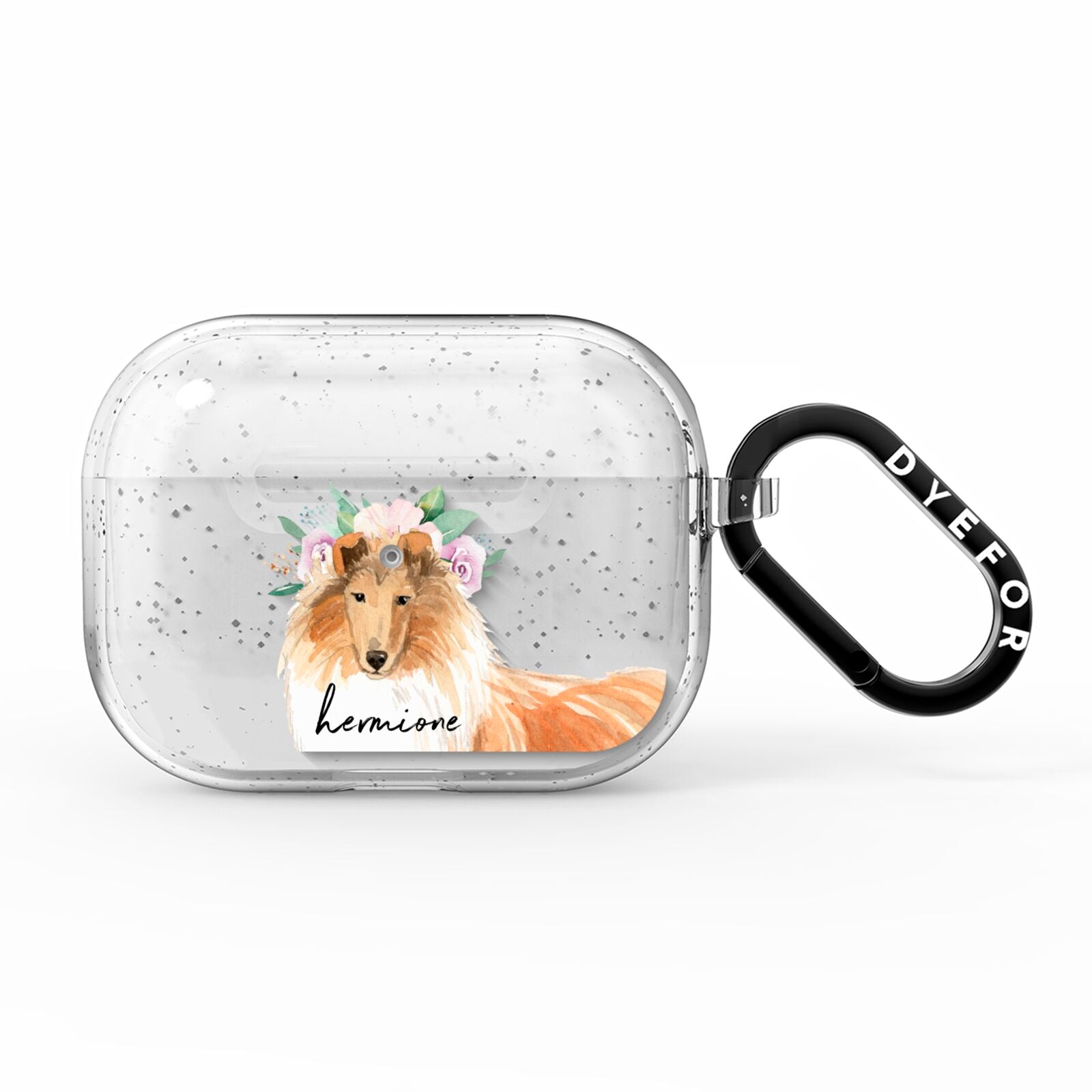 Personalised Rough Collie AirPods Pro Glitter Case