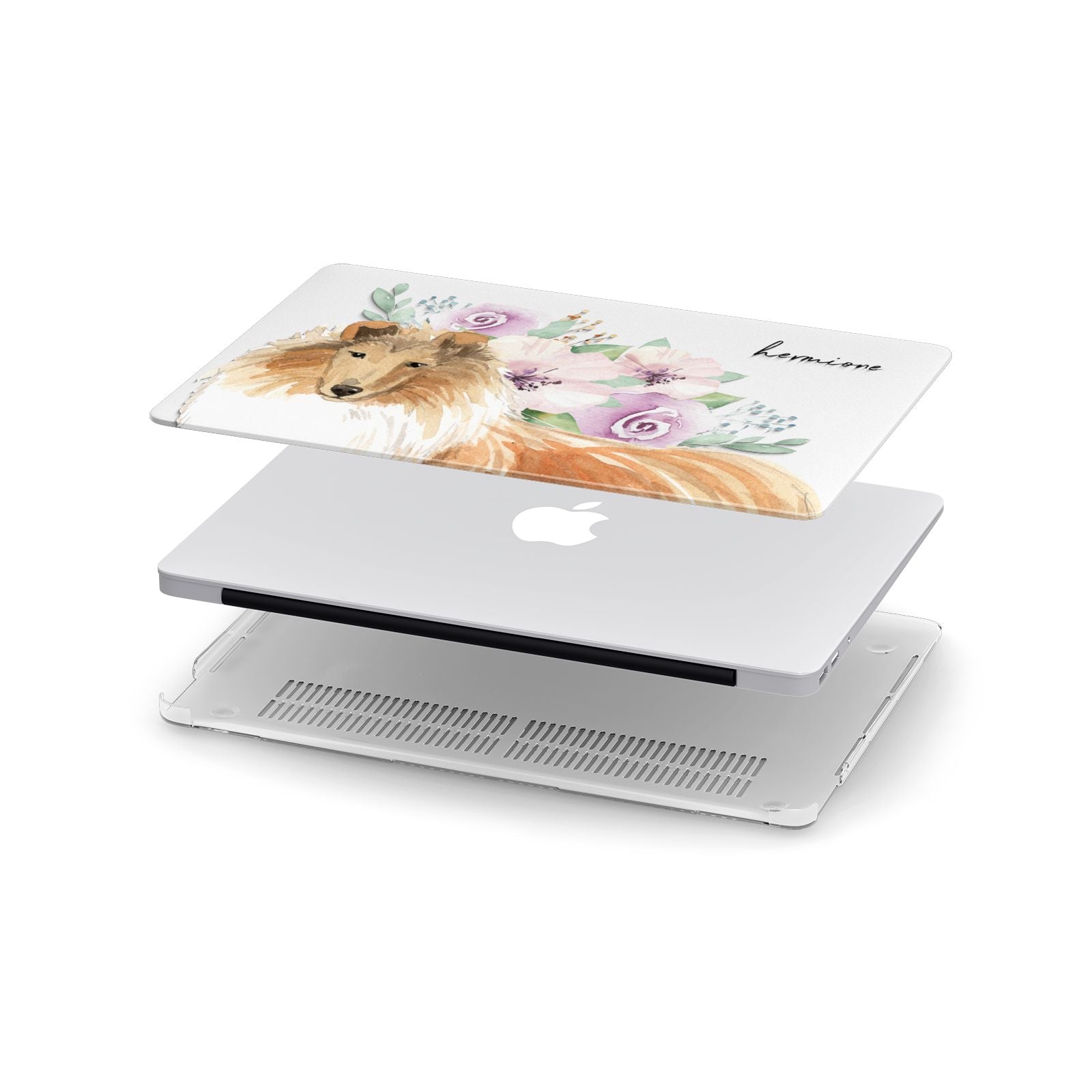 Personalised Rough Collie Apple MacBook Case in Detail