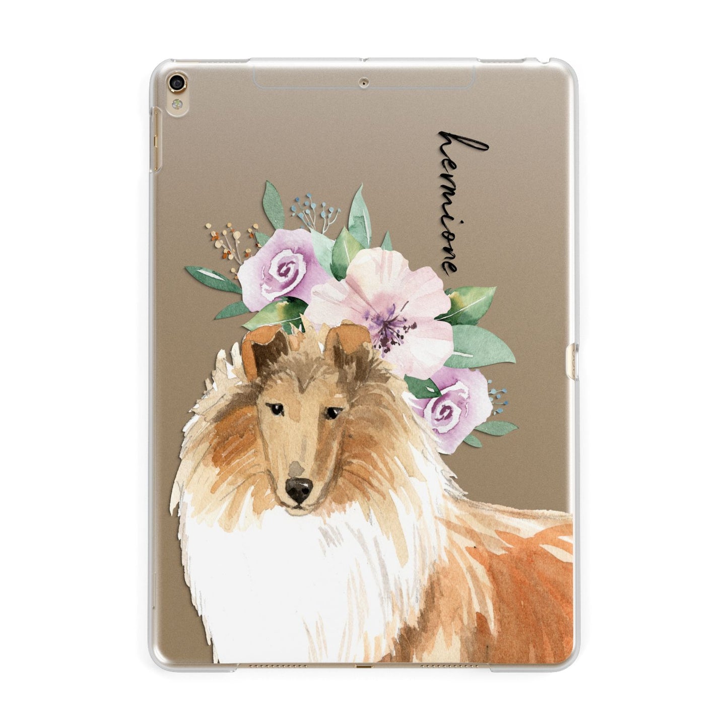 Personalised Rough Collie Apple iPad Gold Case