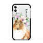 Personalised Rough Collie Apple iPhone 11 in White with Black Impact Case