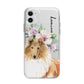 Personalised Rough Collie Apple iPhone 11 in White with Bumper Case