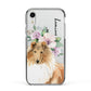 Personalised Rough Collie Apple iPhone XR Impact Case Black Edge on Silver Phone