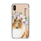 Personalised Rough Collie Apple iPhone Xs Max Impact Case Black Edge on Gold Phone