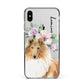 Personalised Rough Collie Apple iPhone Xs Max Impact Case Black Edge on Silver Phone