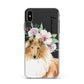 Personalised Rough Collie Apple iPhone Xs Max Impact Case White Edge on Black Phone