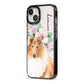 Personalised Rough Collie iPhone 13 Black Impact Case Side Angle on Silver phone