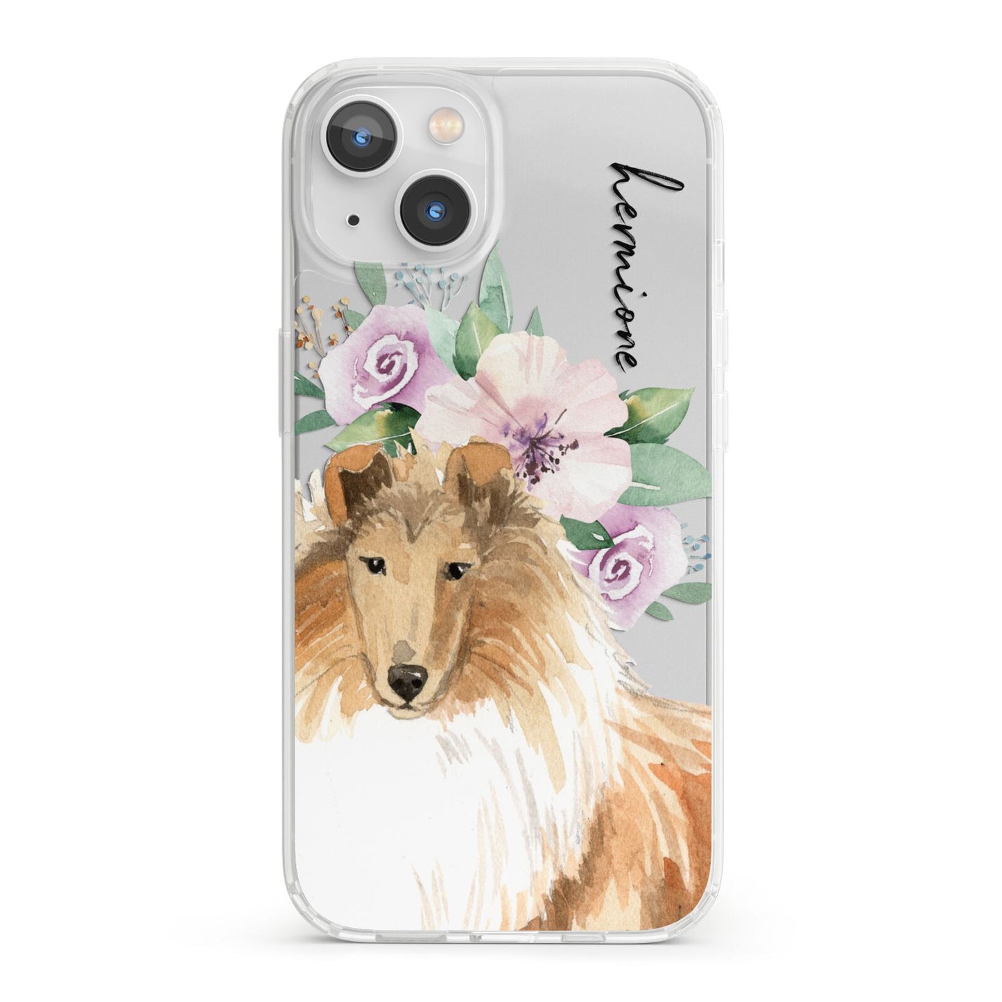 Personalised Rough Collie iPhone 13 Clear Bumper Case