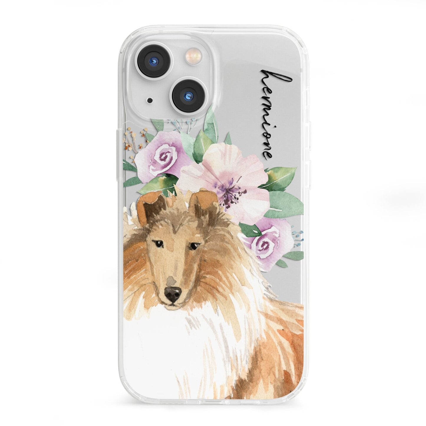 Personalised Rough Collie iPhone 13 Mini Clear Bumper Case