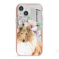 Personalised Rough Collie iPhone 13 Mini TPU Impact Case with Pink Edges