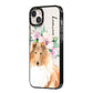 Personalised Rough Collie iPhone 14 Plus Black Impact Case Side Angle on Silver phone