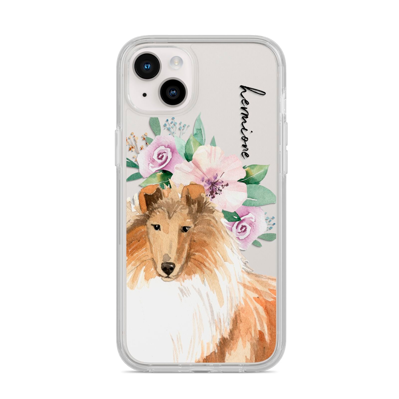 Personalised Rough Collie iPhone 14 Plus Clear Tough Case Starlight
