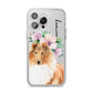 Personalised Rough Collie iPhone 14 Pro Max Clear Tough Case Silver