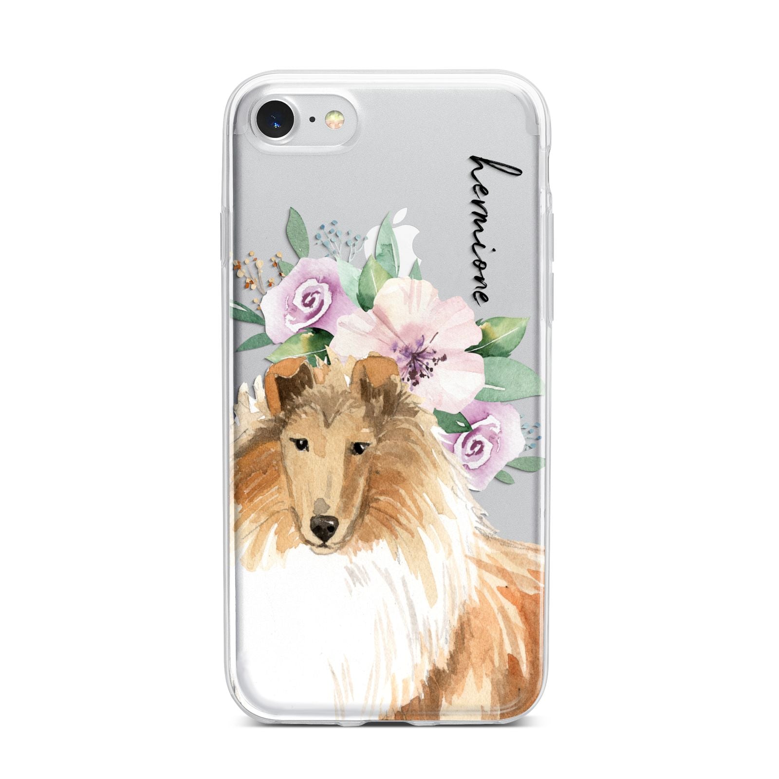 Personalised Rough Collie iPhone 7 Bumper Case on Silver iPhone