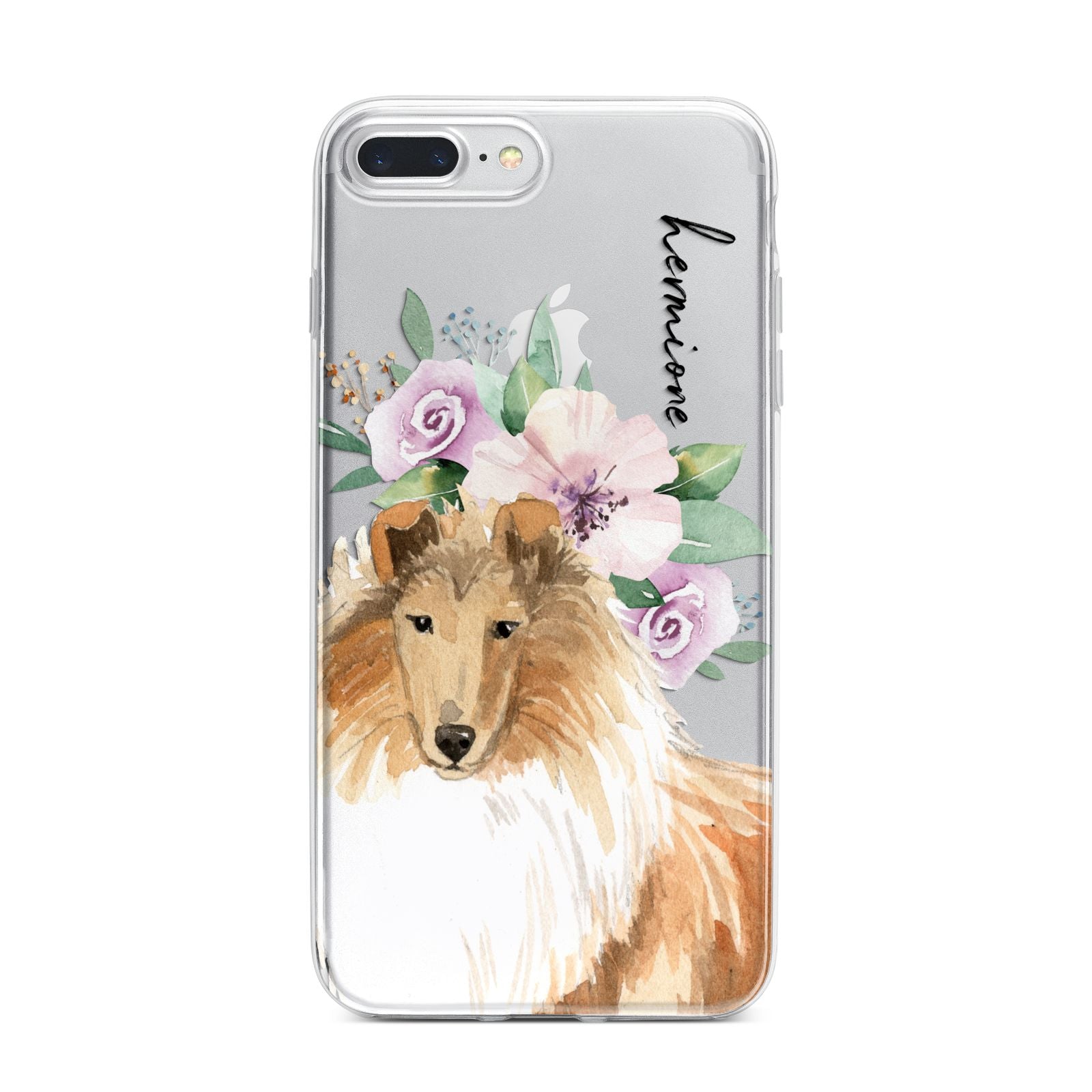 Personalised Rough Collie iPhone 7 Plus Bumper Case on Silver iPhone