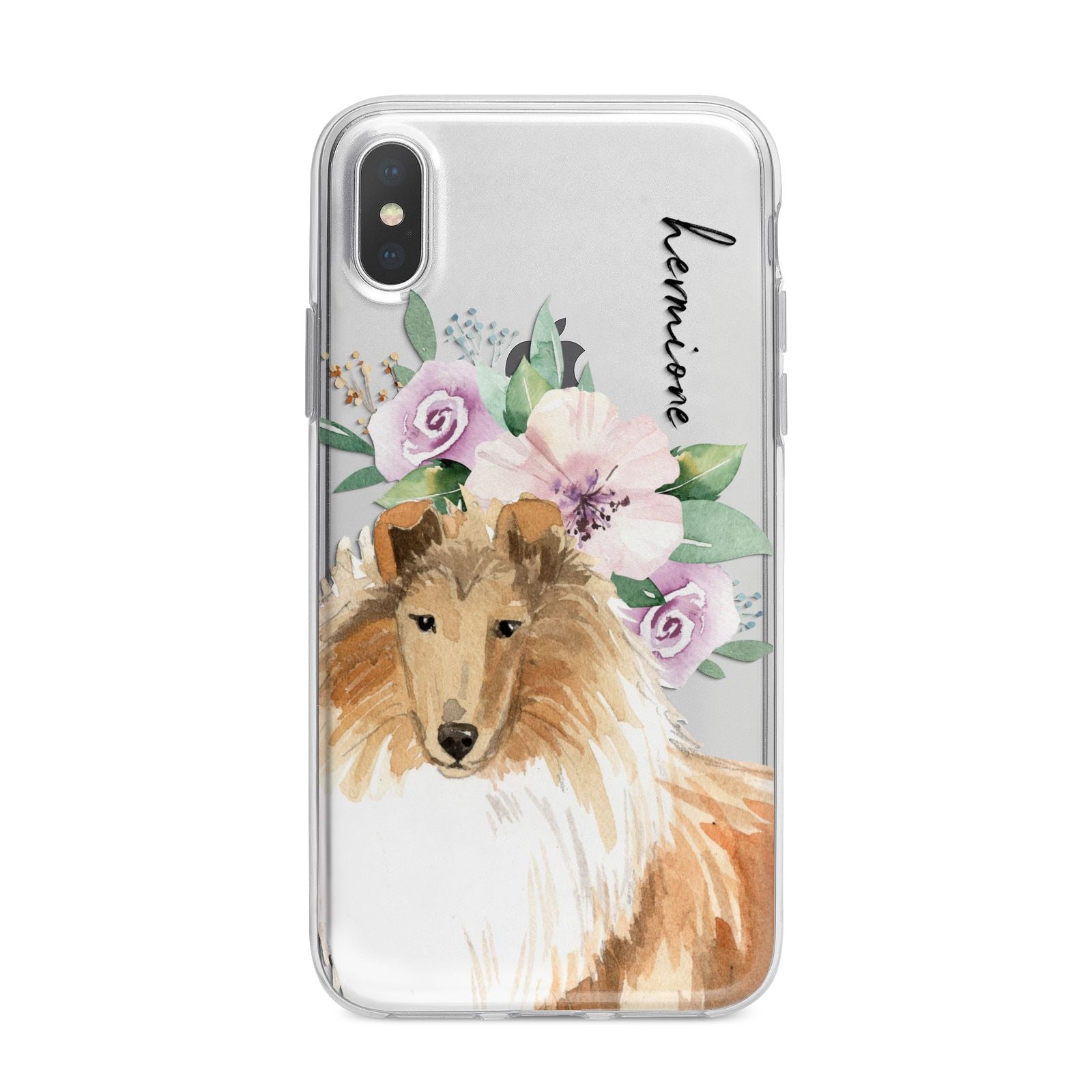 Personalised Rough Collie iPhone X Bumper Case on Silver iPhone Alternative Image 1