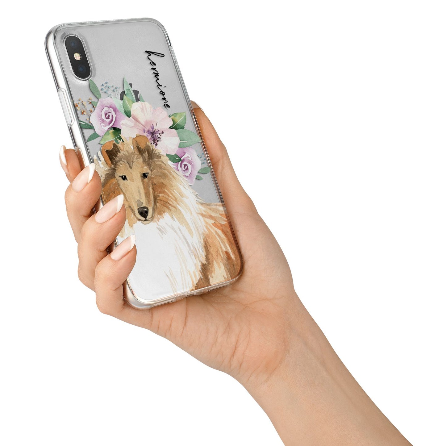 Personalised Rough Collie iPhone X Bumper Case on Silver iPhone Alternative Image 2