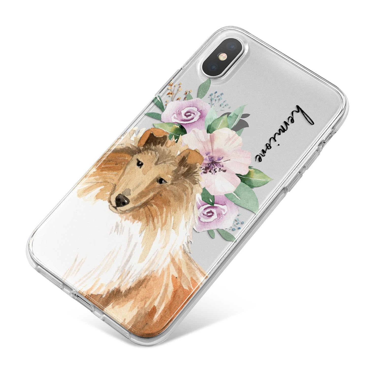 Personalised Rough Collie iPhone X Bumper Case on Silver iPhone