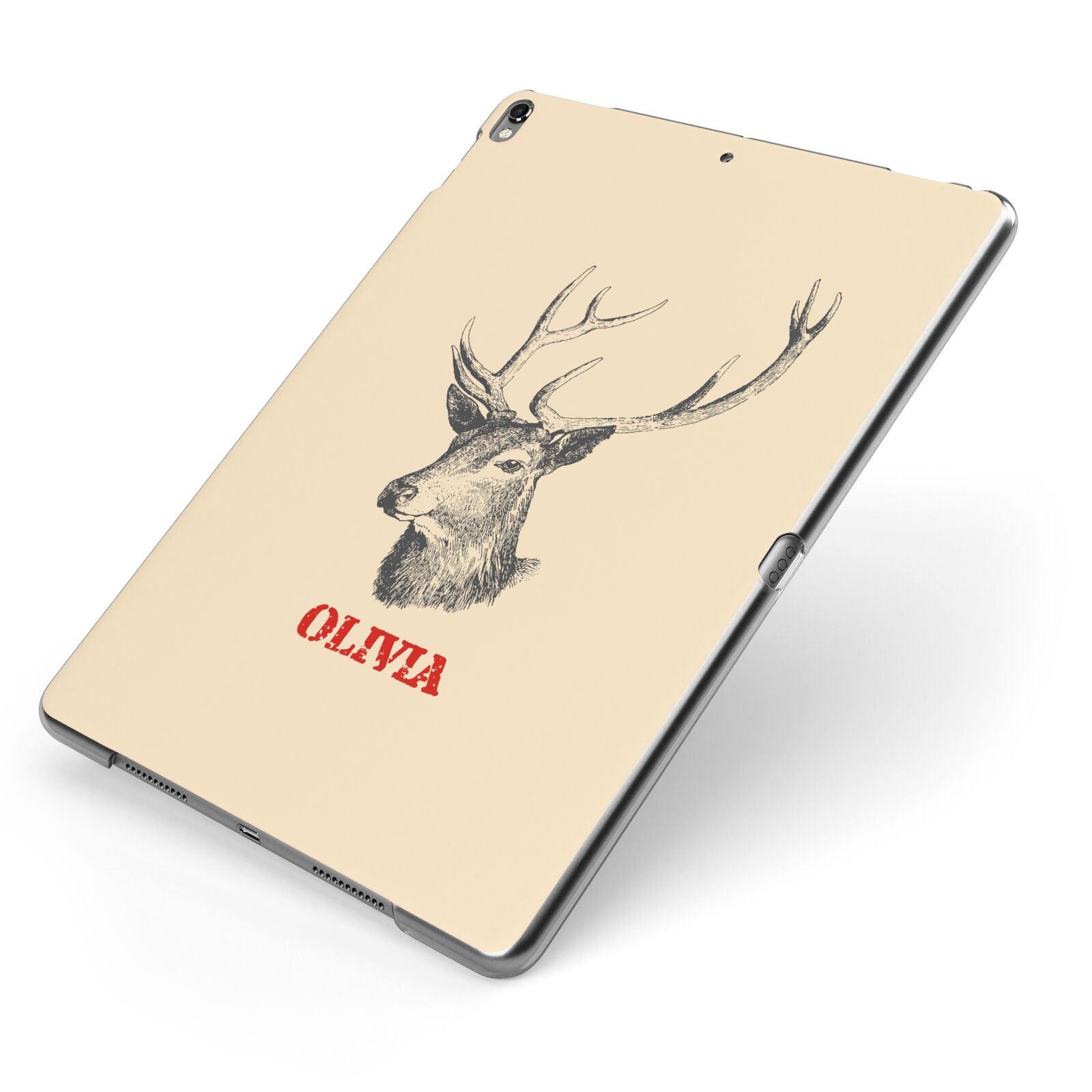 Personalised Rudolph Apple iPad Case on Grey iPad Side View