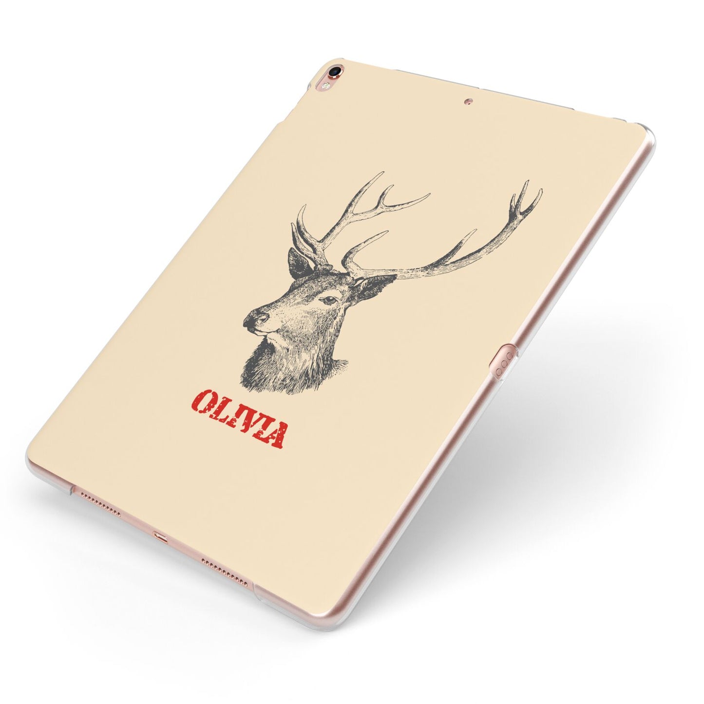 Personalised Rudolph Apple iPad Case on Rose Gold iPad Side View