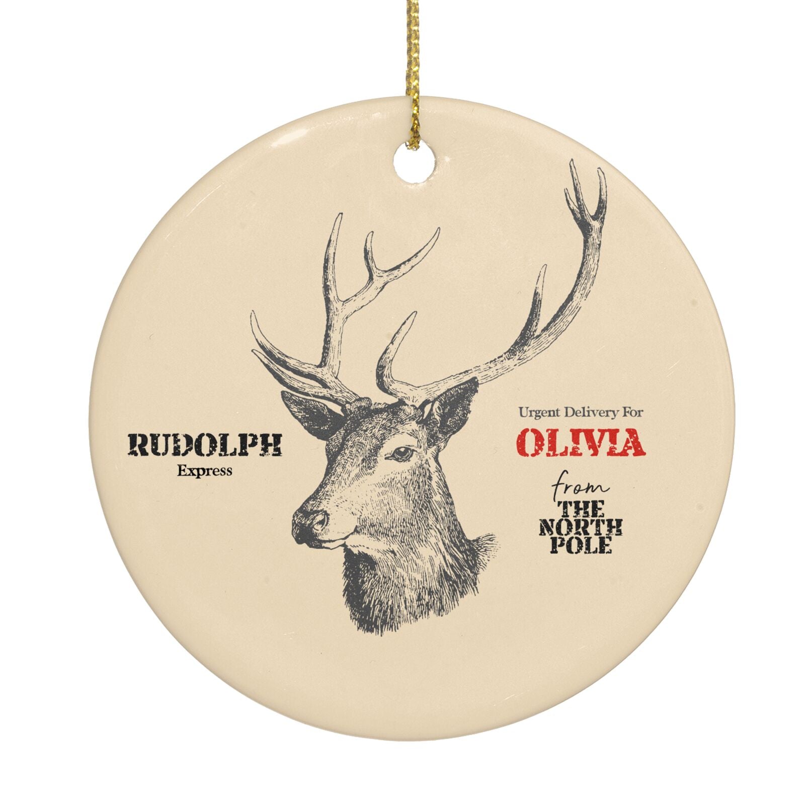 Personalised Rudolph Circle Decoration Back Image