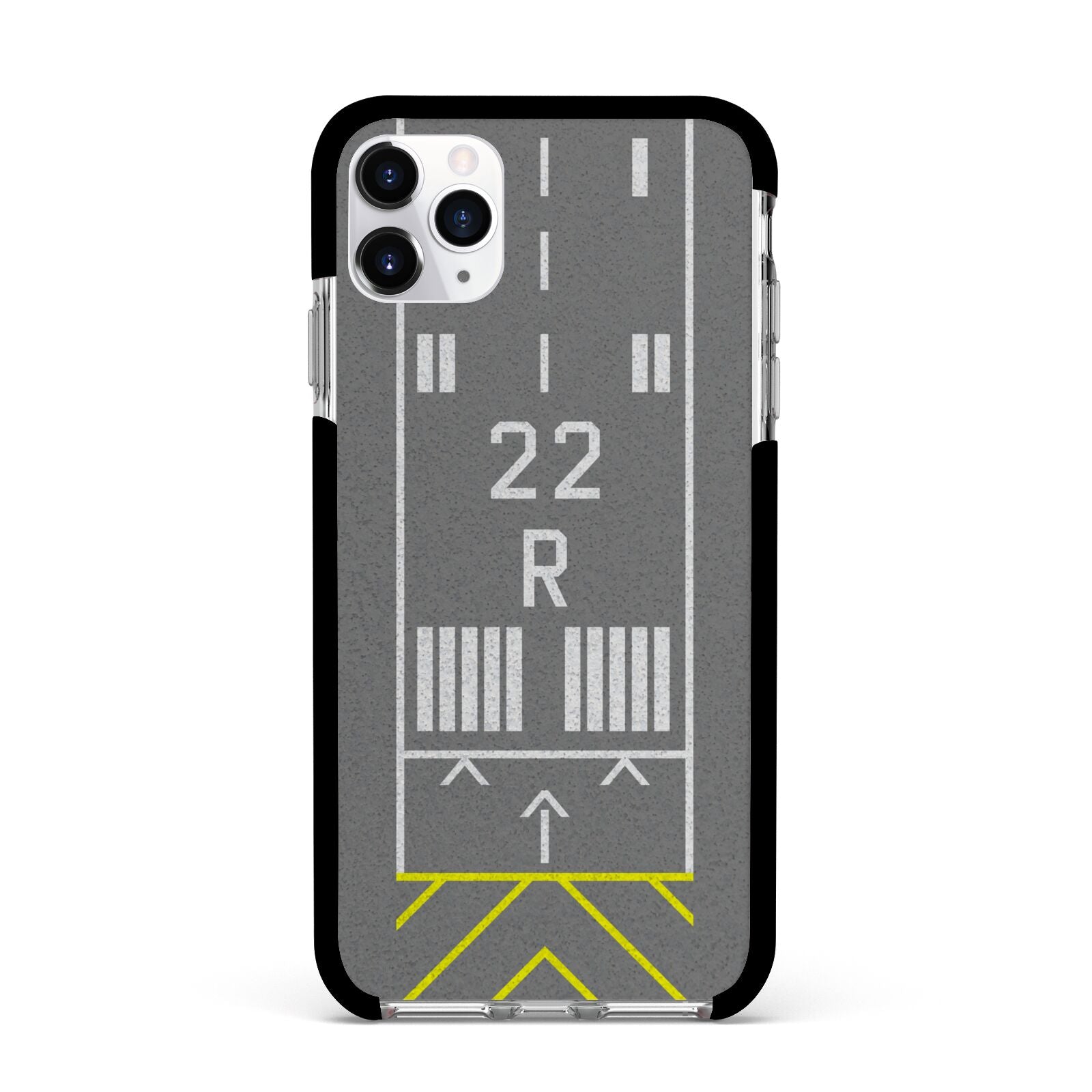Personalised Runway Apple iPhone 11 Pro Max in Silver with Black Impact Case
