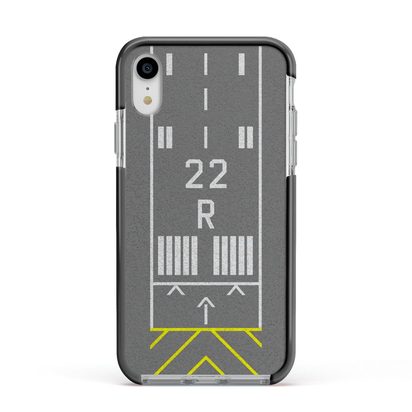 Personalised Runway Apple iPhone XR Impact Case Black Edge on Silver Phone