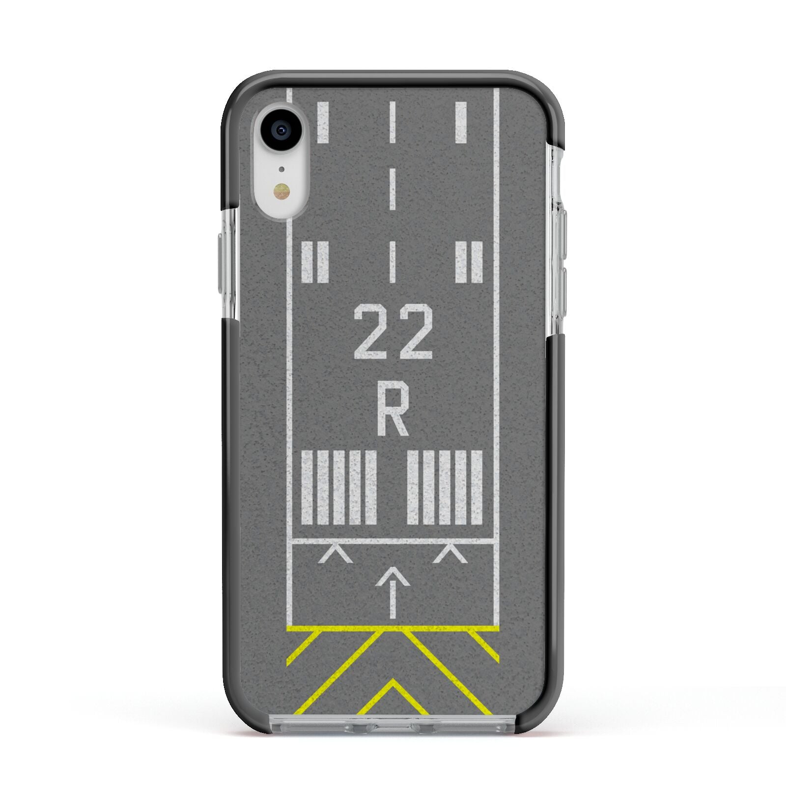 Personalised Runway Apple iPhone XR Impact Case Black Edge on Silver Phone