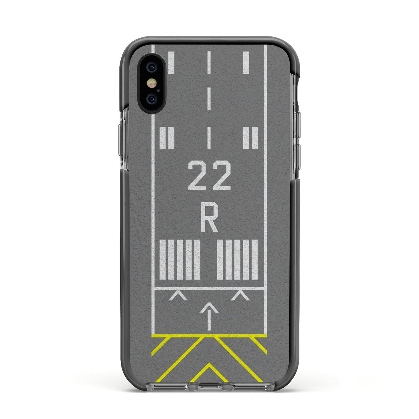 Personalised Runway Apple iPhone Xs Impact Case Black Edge on Black Phone