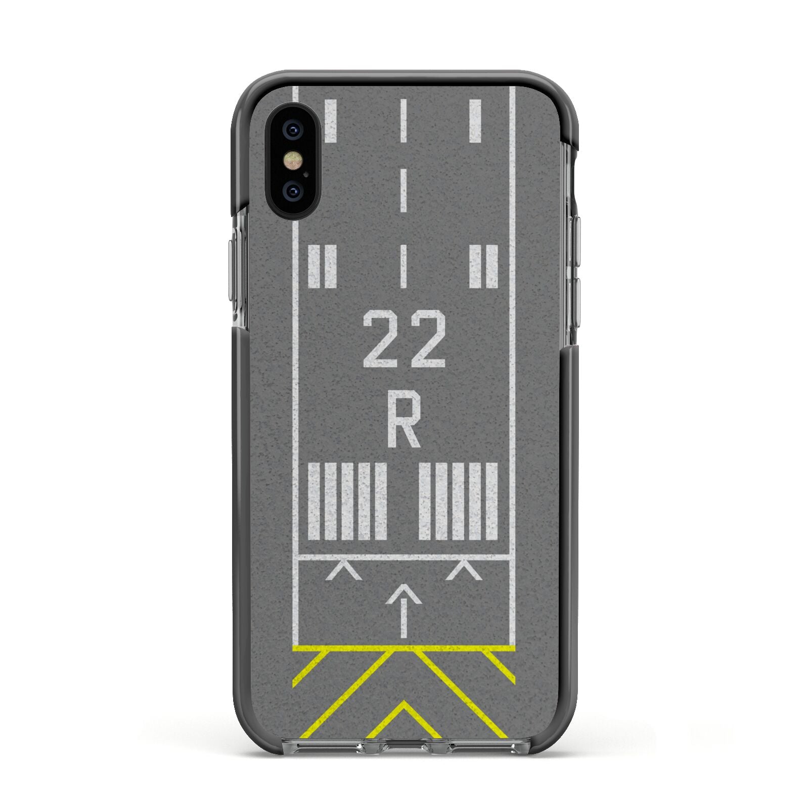 Personalised Runway Apple iPhone Xs Impact Case Black Edge on Black Phone