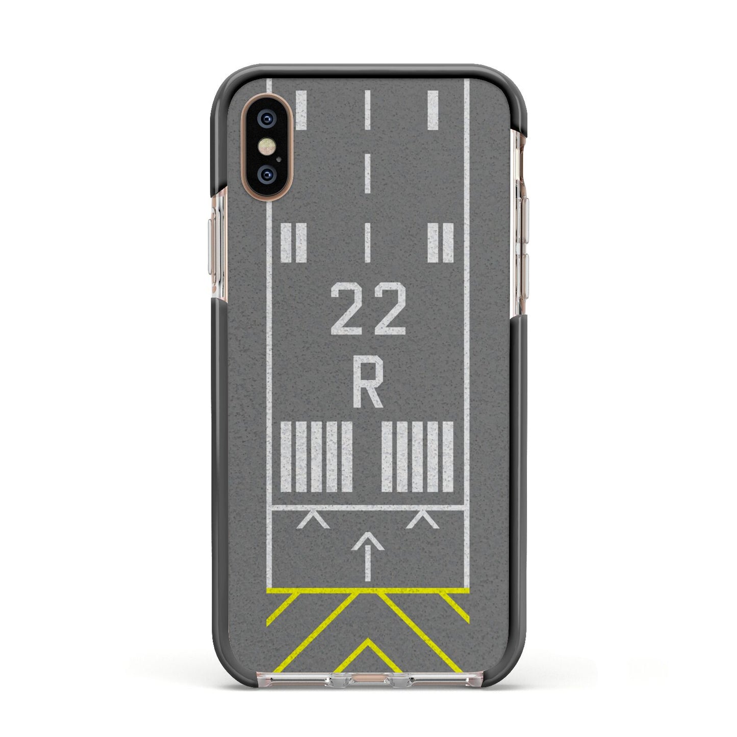 Personalised Runway Apple iPhone Xs Impact Case Black Edge on Gold Phone
