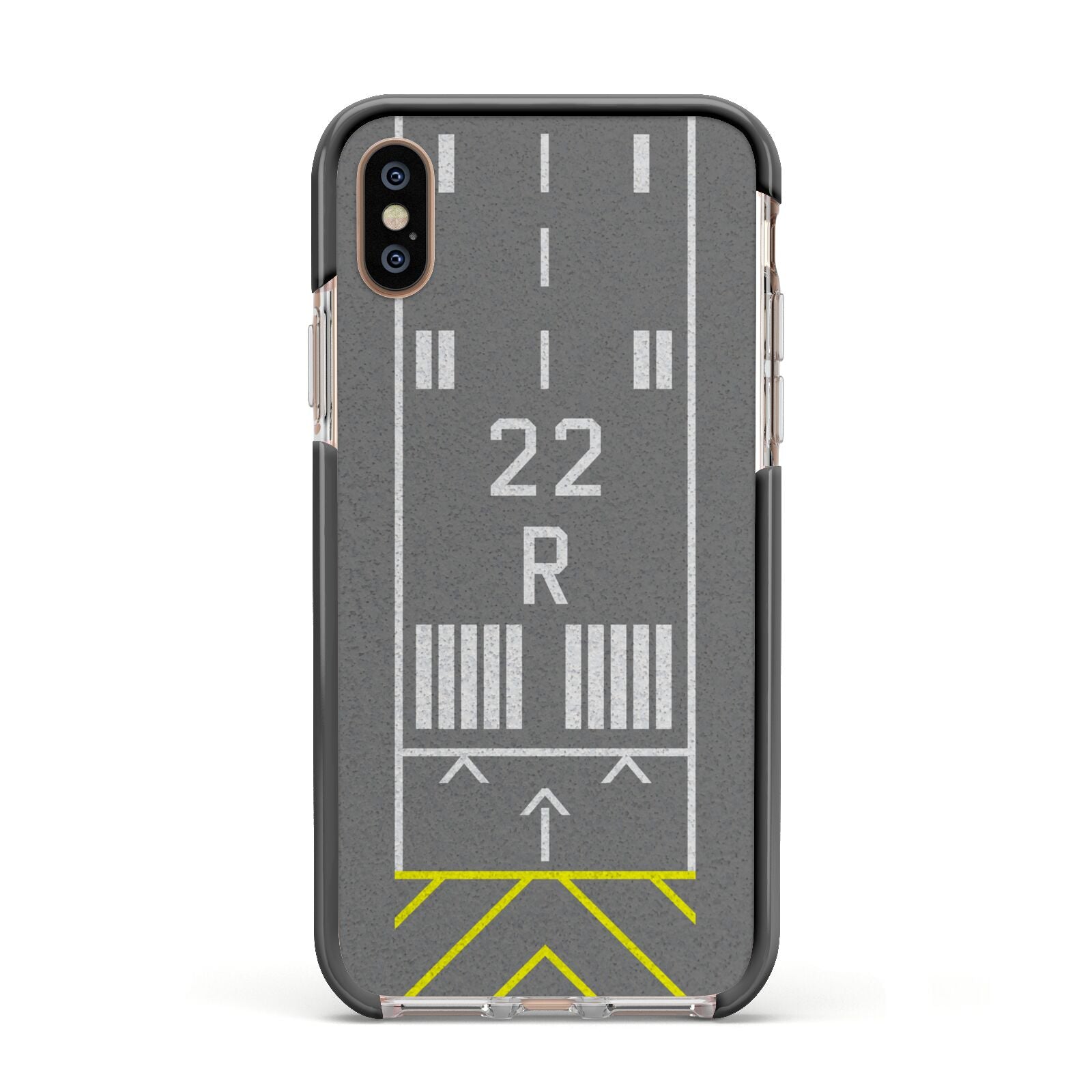 Personalised Runway Apple iPhone Xs Impact Case Black Edge on Gold Phone