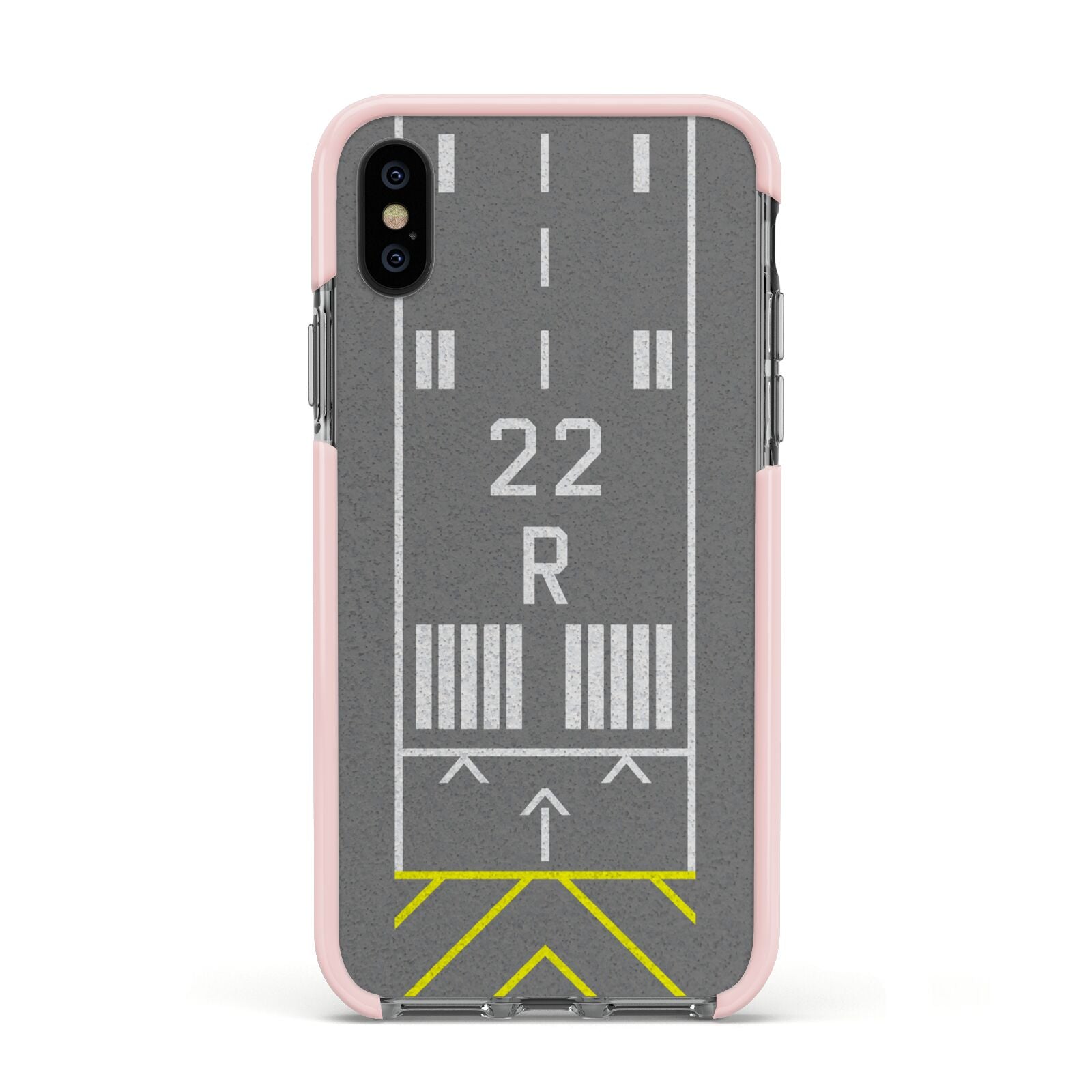 Personalised Runway Apple iPhone Xs Impact Case Pink Edge on Black Phone