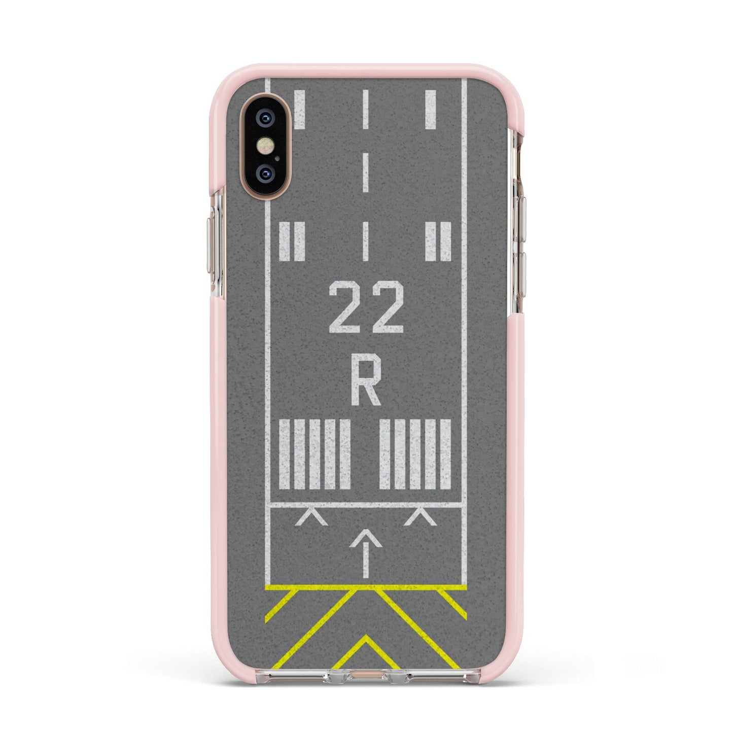 Personalised Runway Apple iPhone Xs Impact Case Pink Edge on Gold Phone