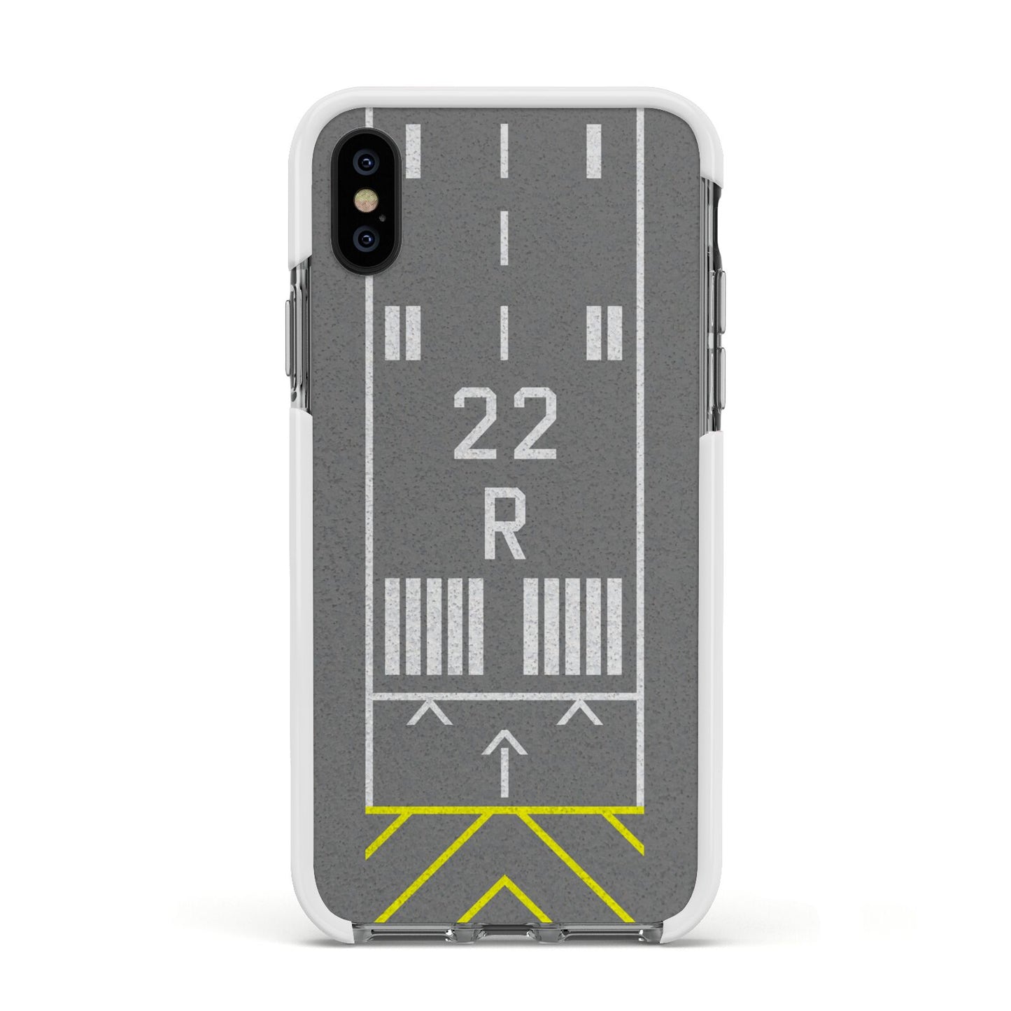Personalised Runway Apple iPhone Xs Impact Case White Edge on Black Phone