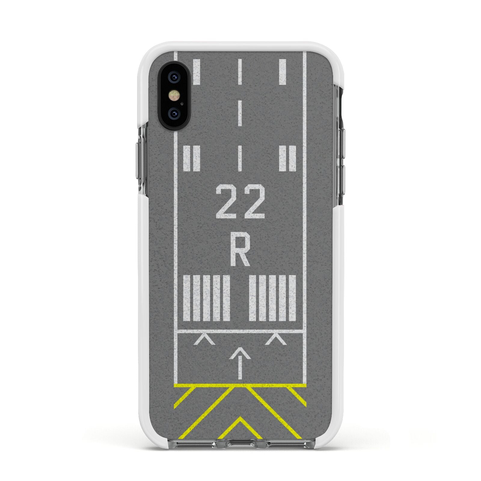 Personalised Runway Apple iPhone Xs Impact Case White Edge on Black Phone