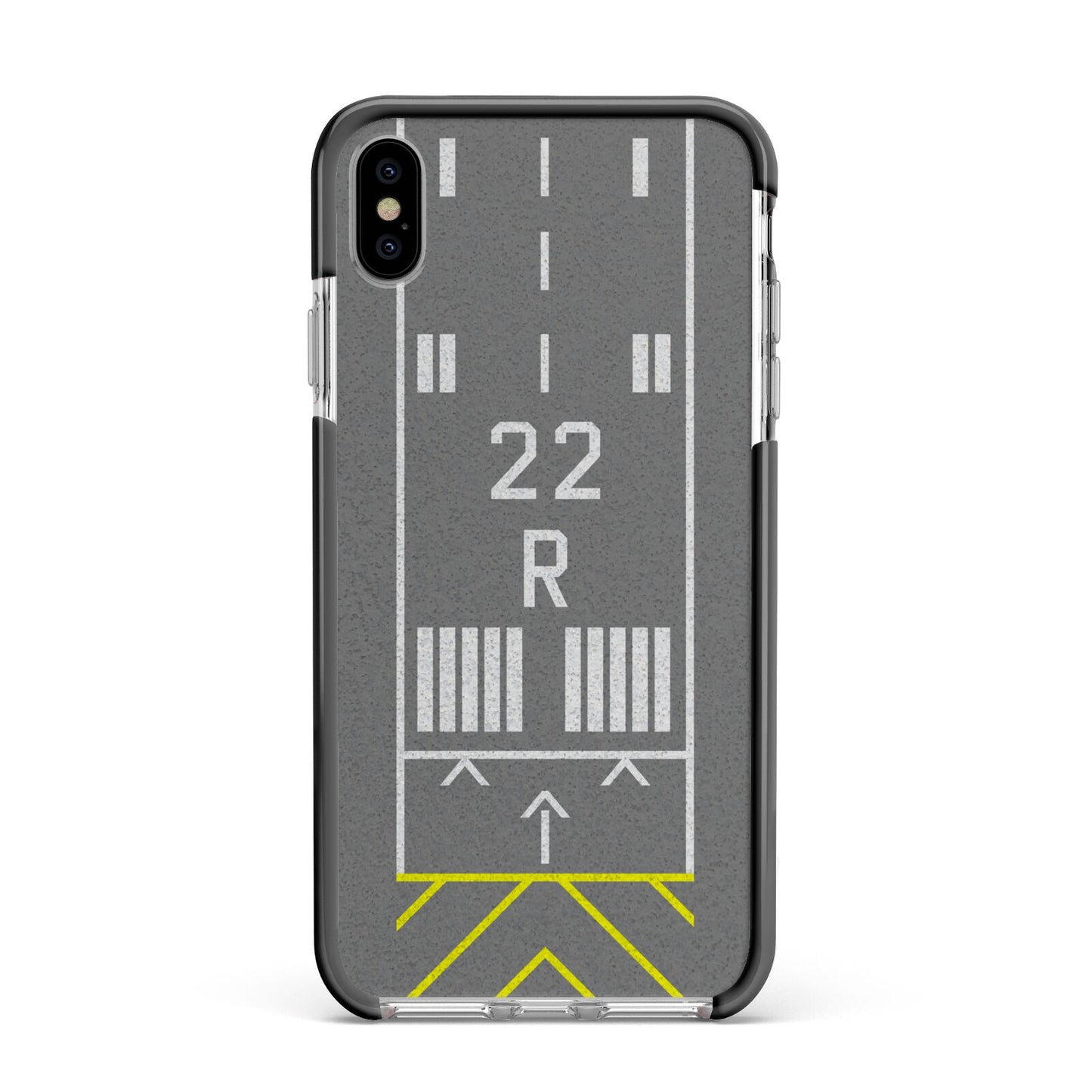 Personalised Runway Apple iPhone Xs Max Impact Case Black Edge on Silver Phone