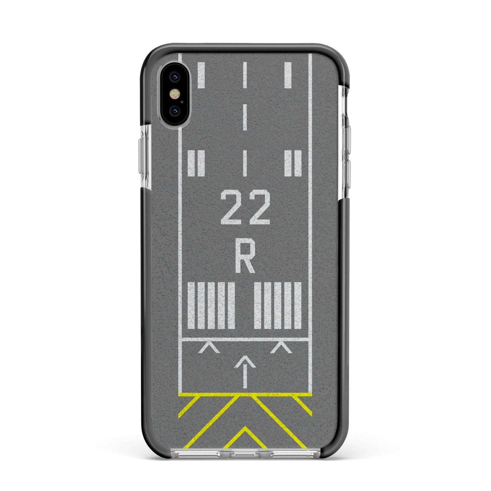 Personalised Runway Apple iPhone Xs Max Impact Case Black Edge on Silver Phone