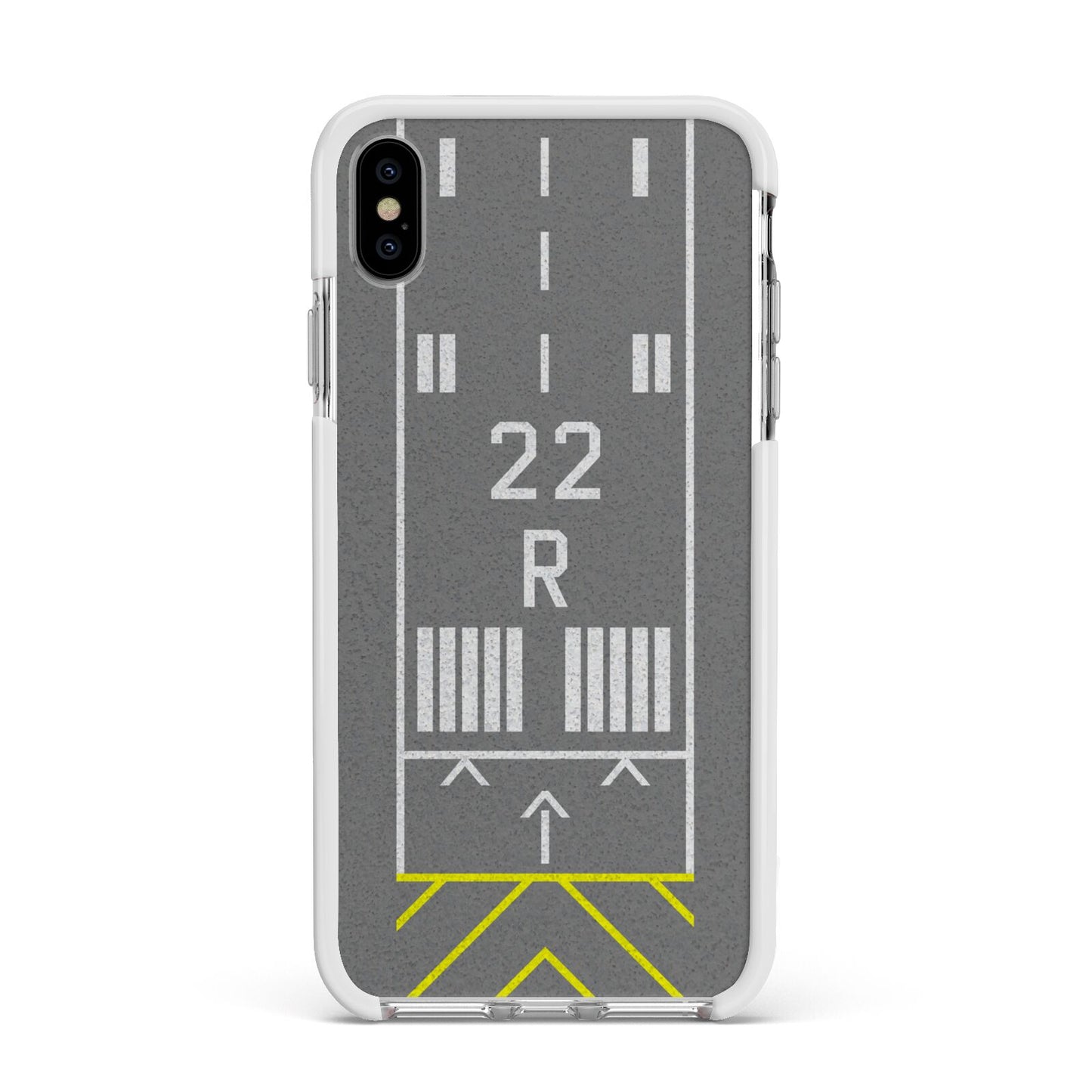 Personalised Runway Apple iPhone Xs Max Impact Case White Edge on Silver Phone