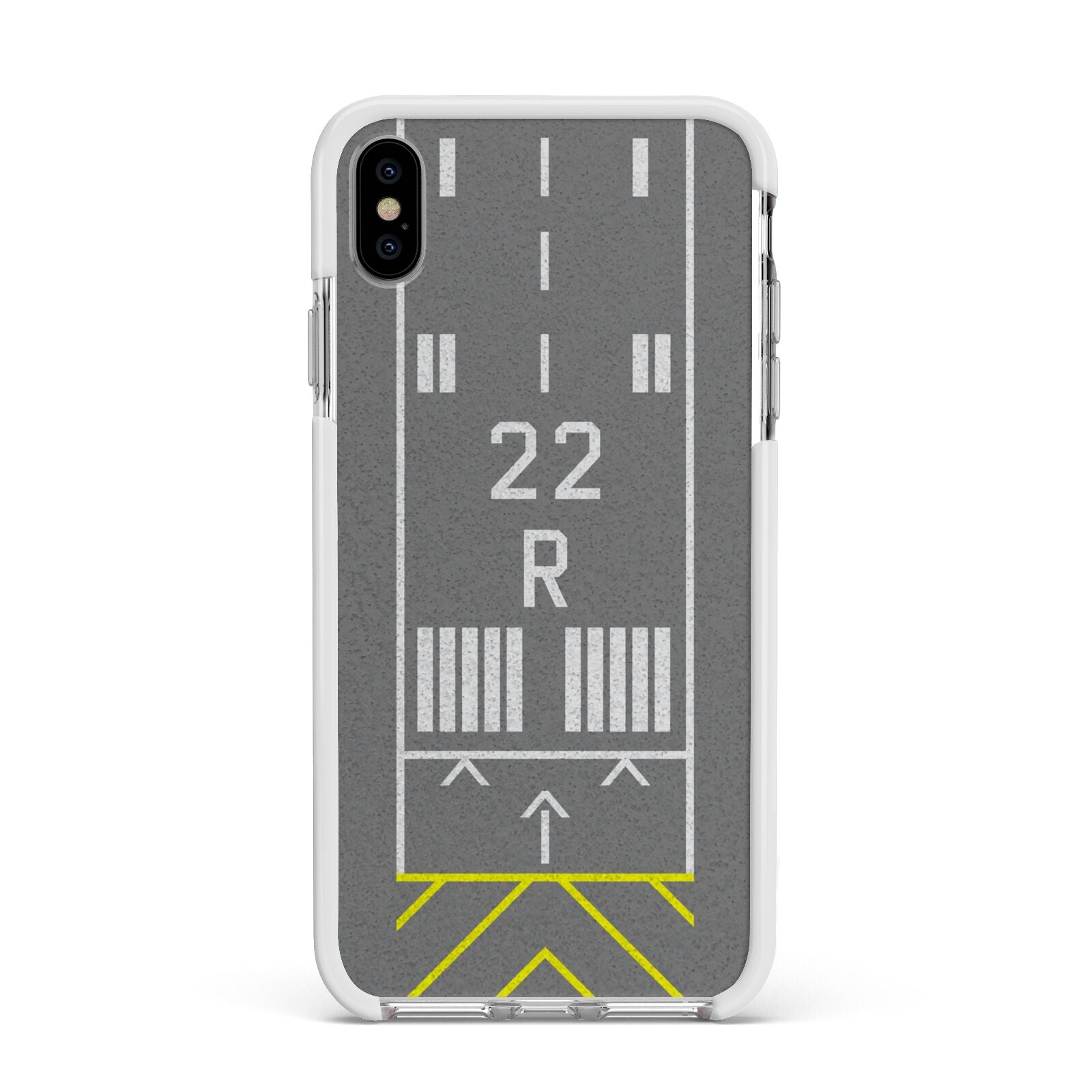 Personalised Runway Apple iPhone Xs Max Impact Case White Edge on Silver Phone