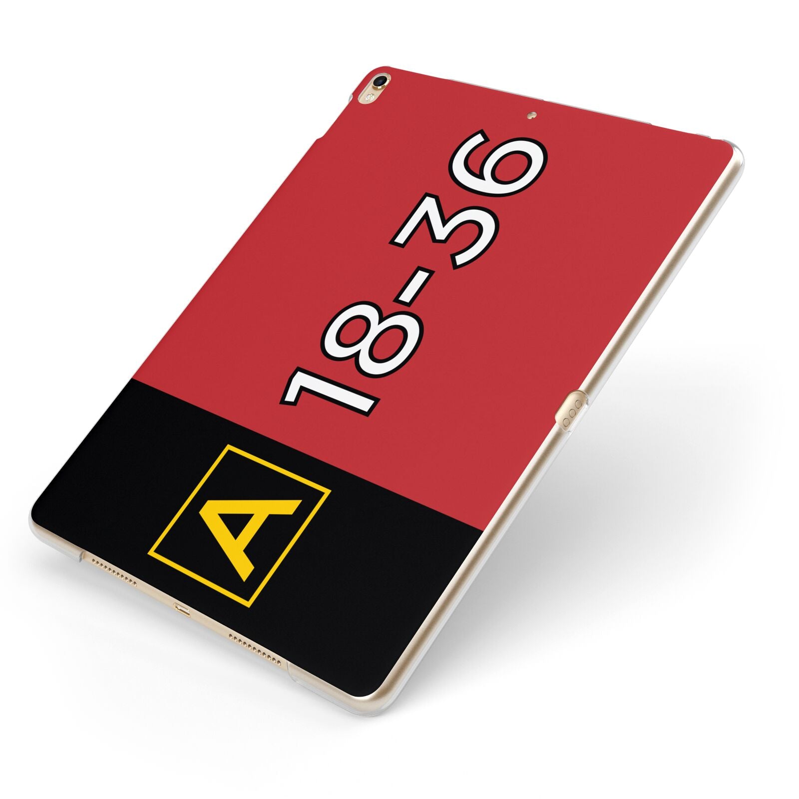 Personalised Runway Holding Position Apple iPad Case on Gold iPad Side View